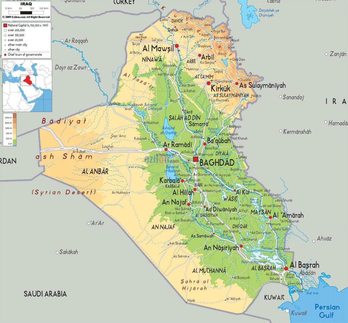 Карта на Ирак географија