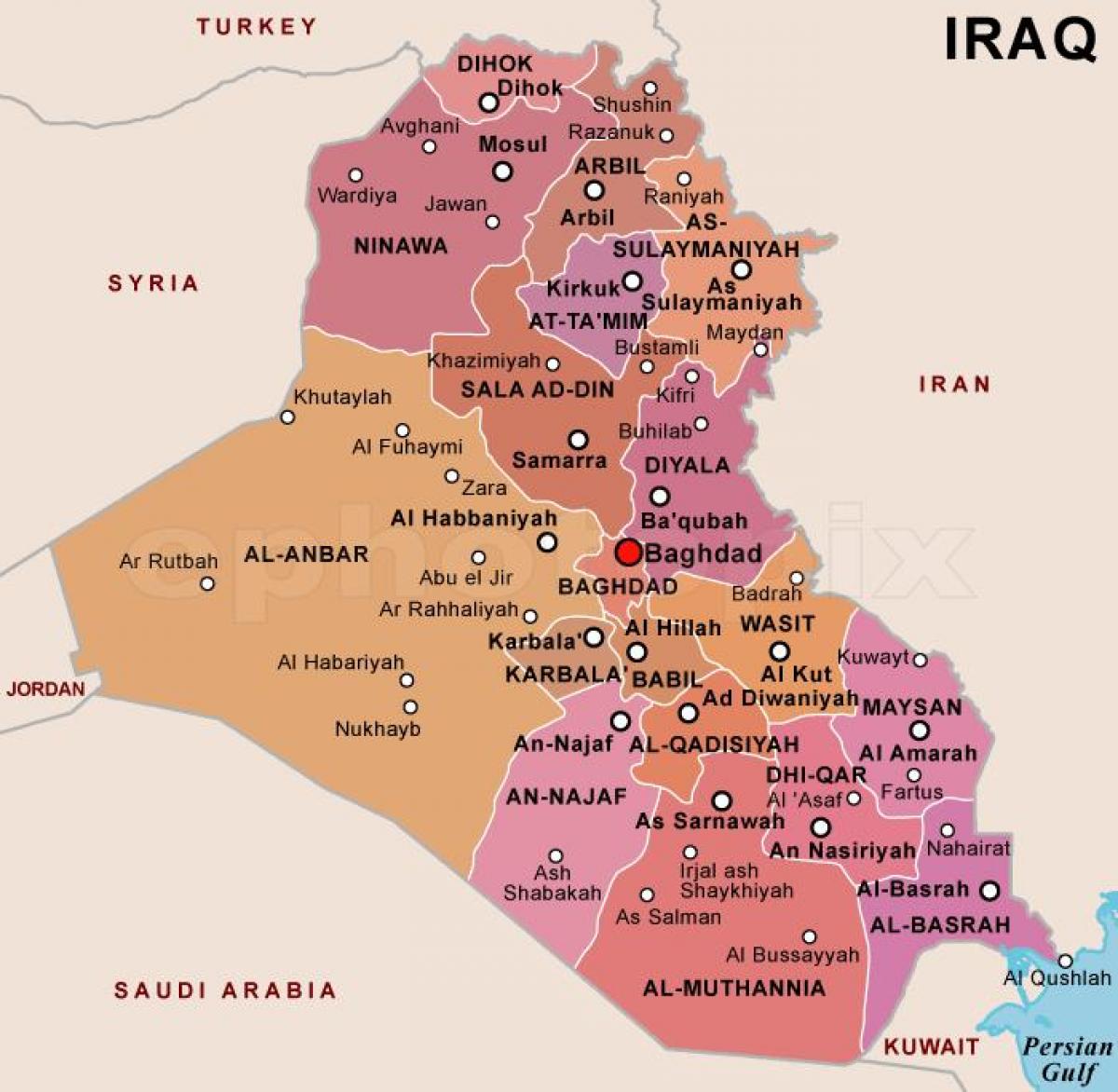 Карта на Ирак држави
