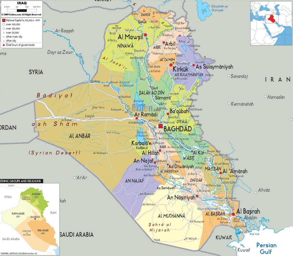 Ирак градови мапа