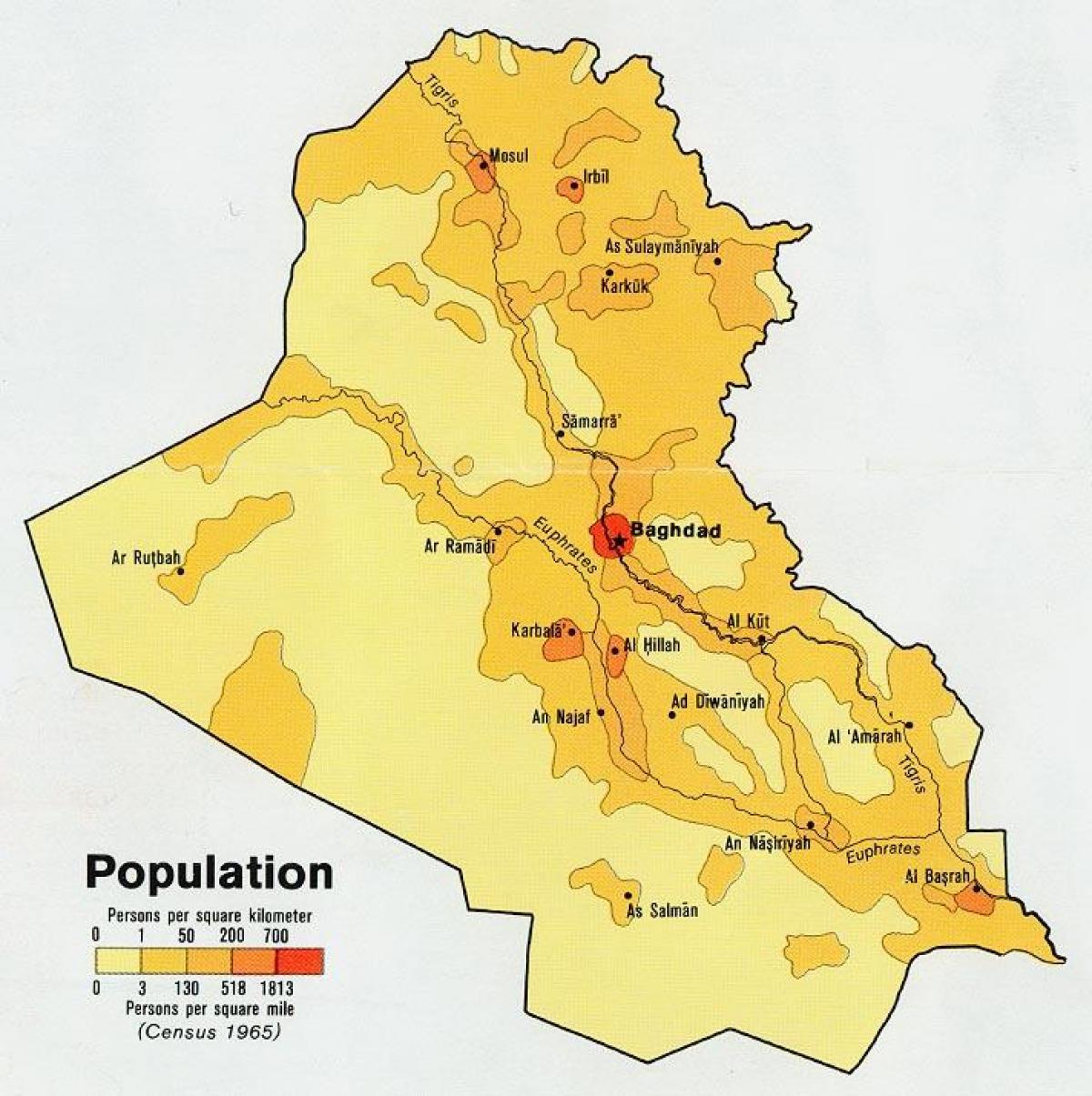Карта на Ирак население